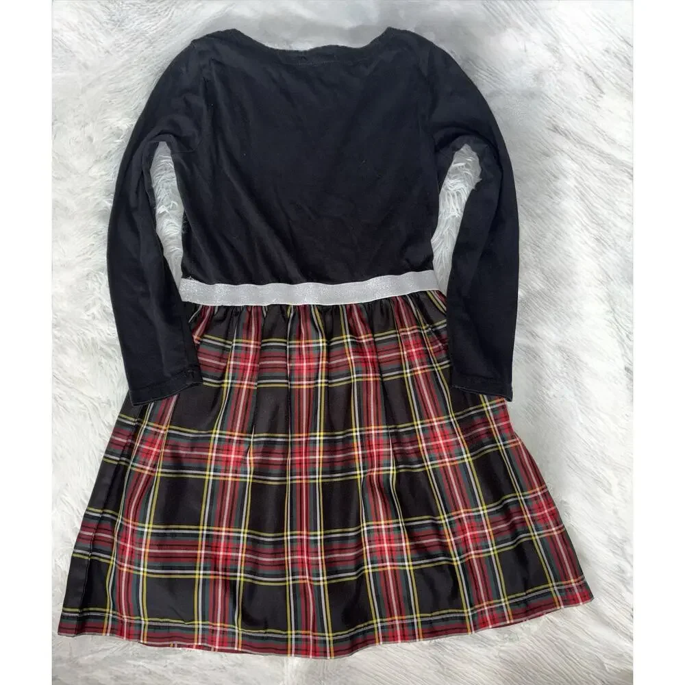 Crewcuts Girls 8 Black Holiday Plaid Skirt Design Party Dress. Beaut, Exc. Cond